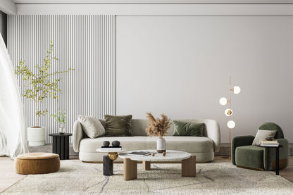 Acoustic Veneer Wall Panel in White with White Backing 2400MM x 600MM with 35MM Slat